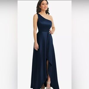 Dessy Collection 3114 ONE-SHOULDER HIGH LOW MAXI DRESS WITH POCKETS